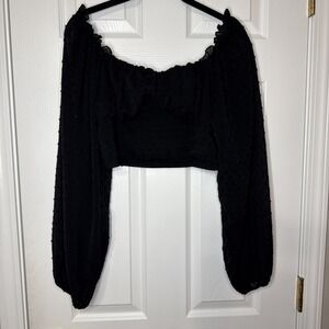 Dark Cottagecore Ruched Off-Shoulder Crop Top